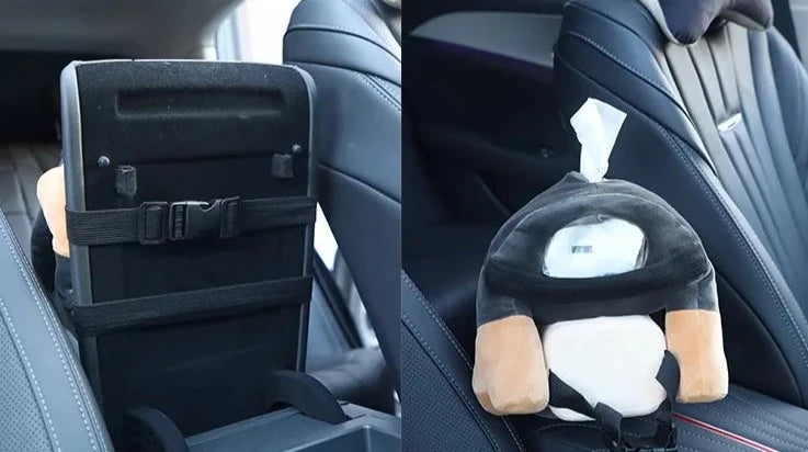 Peluche Chien 2 en 1 Boite à mouchoir et Poubelle pour Accoudoir de Voiture