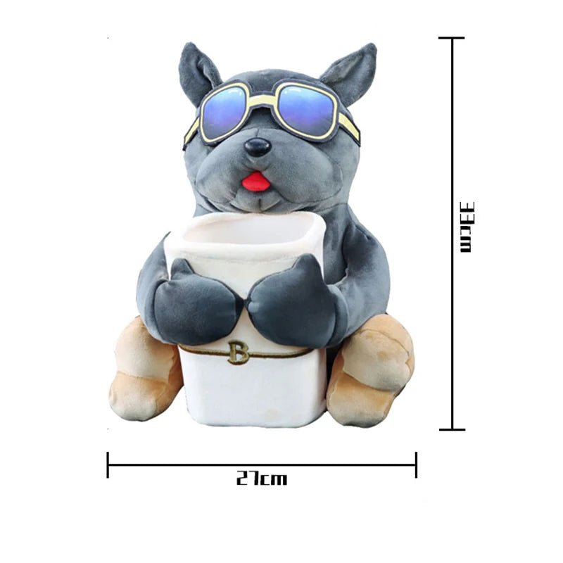 Peluche Chien 2 en 1 Boite à mouchoir et Poubelle pour Accoudoir de Voiture