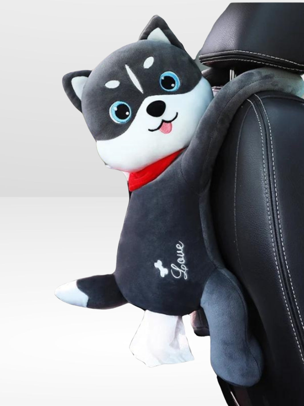 Peluche Husky Boîte à mouchoirs de siège de voiture