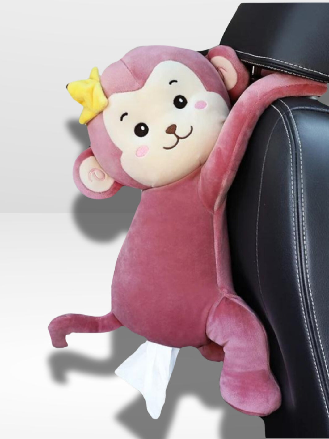 Peluche Boite à mouchoirs Singe rose
