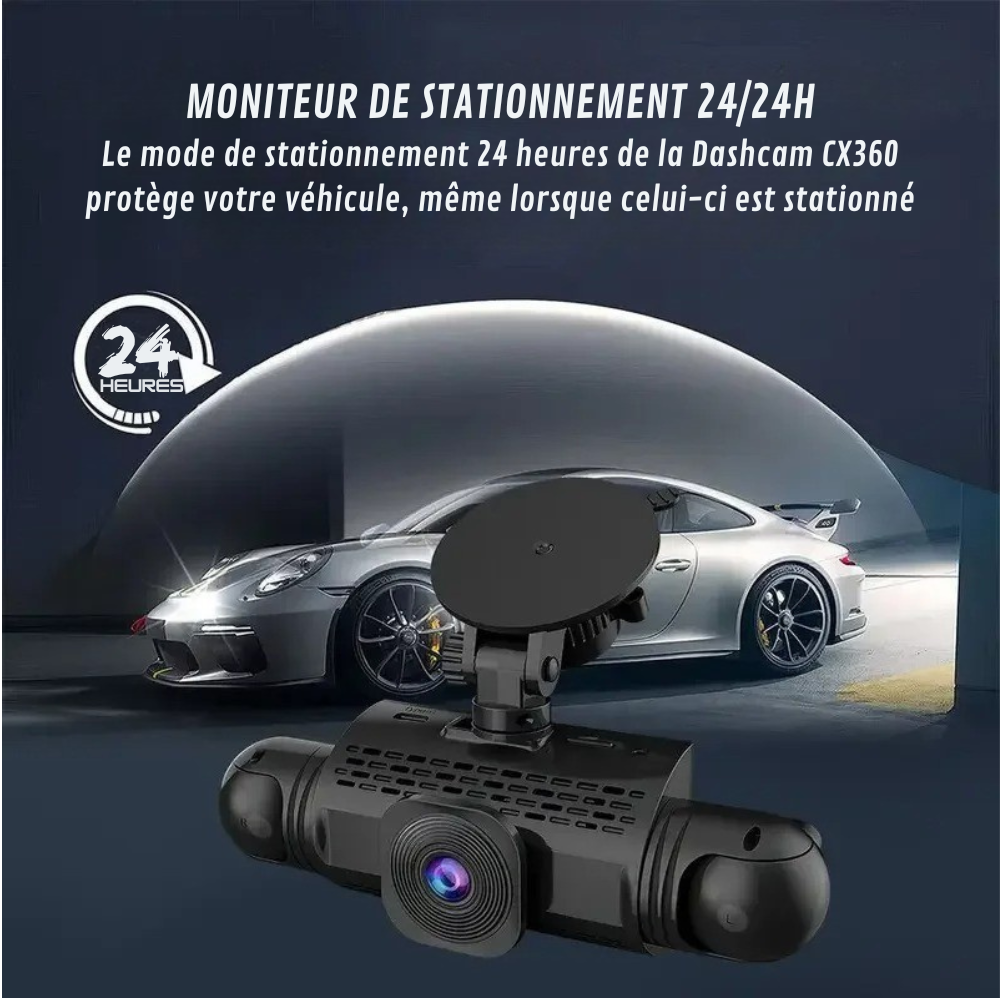 Dashcam Voiture 360°| DashGard Pro CX360 | Surveillance Totale®