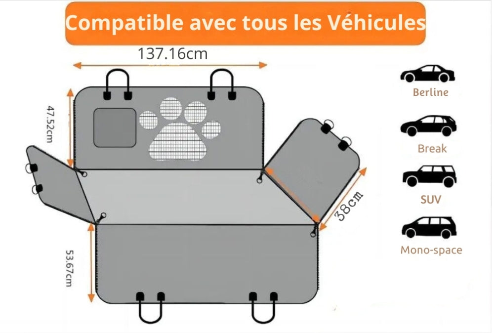 Protection pour Chien Siège Arrière Voiture | Trajet Sûr ®