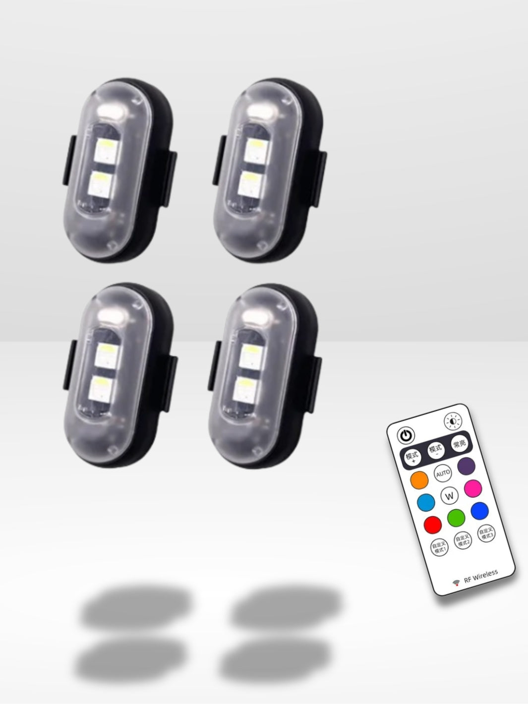 Lumière Stroboscopique LED étanche - Pour Drone, Voiture RC, Vélo - USB-C, 7 Couleurs, Télécommande Incluse