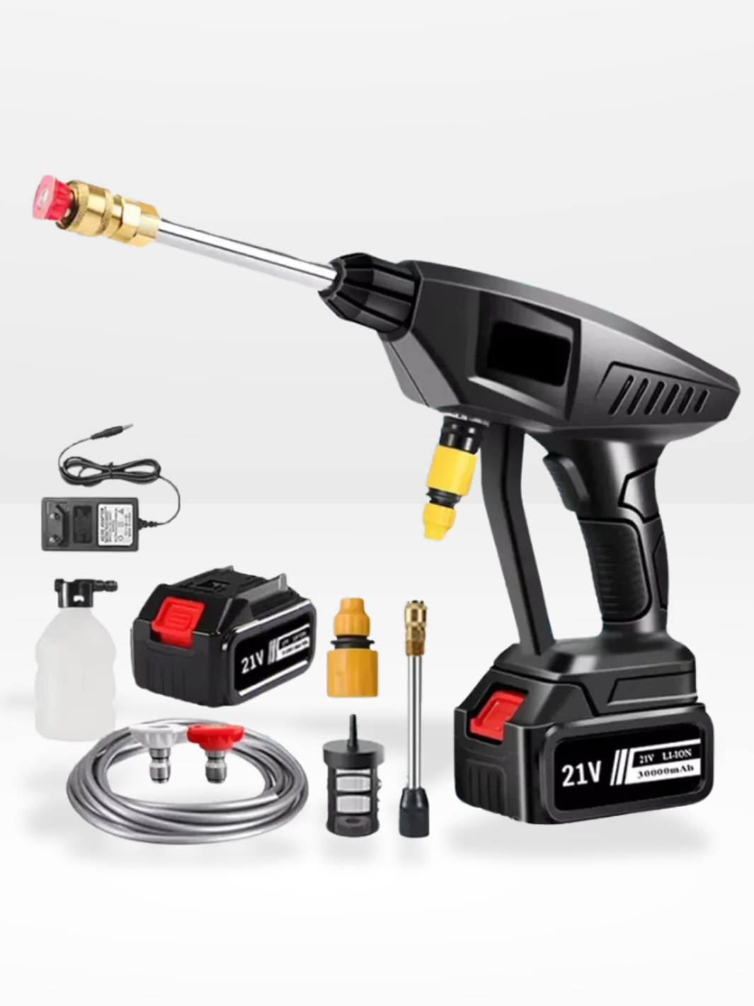 Nettoyeur Haute Pression Sans Fil AOODIL 600 PSI - 6-en-1 Avec 2 Batteries Pour Voiture Jardin Balcon